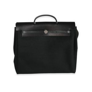 Hermes Black Toile & Vache Hunter 2-In-1 Herbag PHW